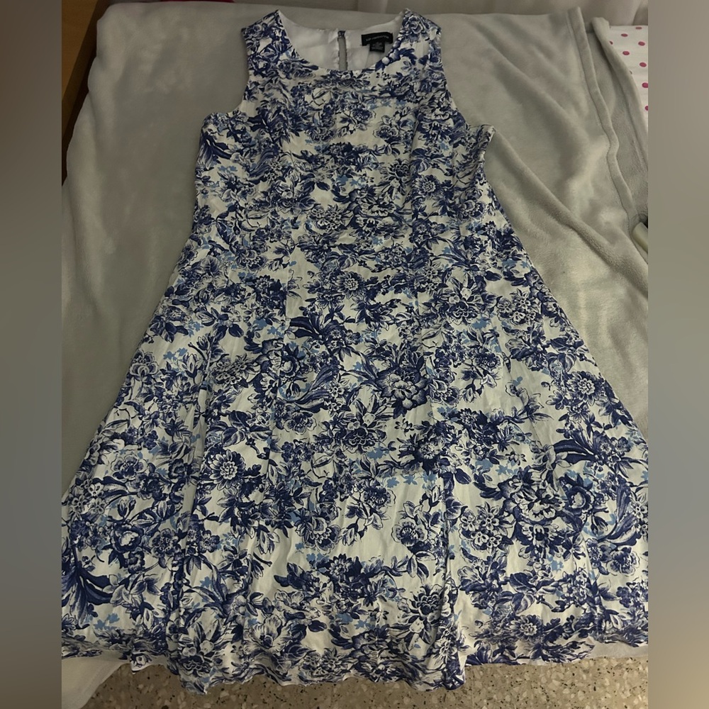 White and Blue Pattern Dress